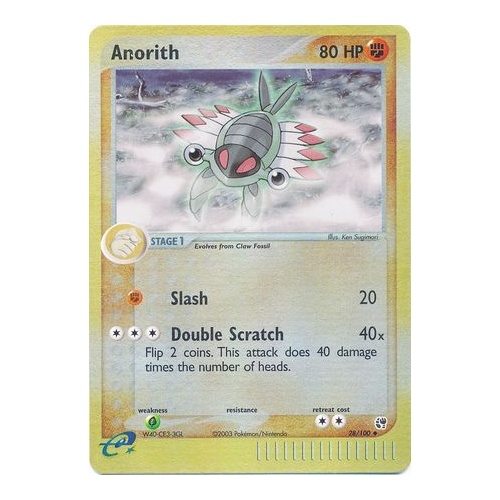 Anorith 28/100 EX Sandstorm Reverse Holo Uncommon Pokemon Card NEAR MINT TCG