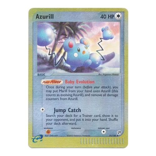 Azurill 31/100 EX Sandstorm Reverse Holo Uncommon Pokemon Card NEAR MINT TCG