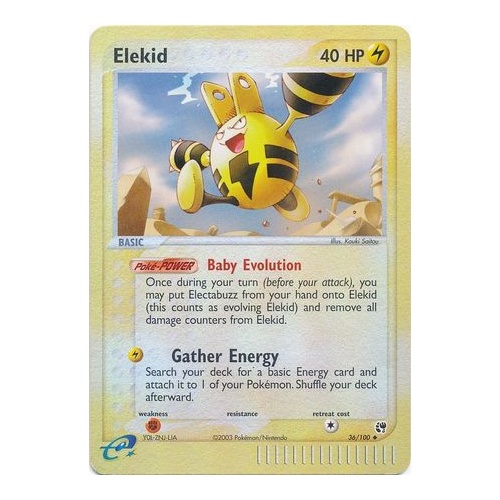 Elekid 36/100 EX Sandstorm Reverse Holo Uncommon Pokemon Card NEAR MINT TCG