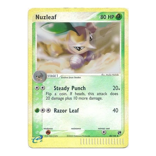 Nuzleaf 48/100 EX Sandstorm Reverse Holo Uncommon Pokemon Card NEAR MINT TCG