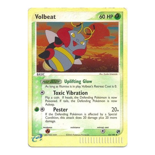 Volbeat 53/100 EX Sandstorm Reverse Holo Uncommon Pokemon Card NEAR MINT TCG