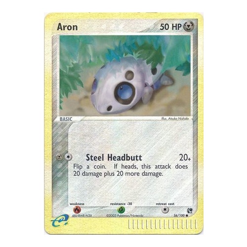 Aron 56/100 EX Sandstorm Reverse Holo Common Pokemon Card NEAR MINT TCG