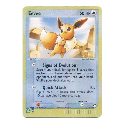 Eevee 63/100 EX Sandstorm Reverse Holo Common Pokemon Card NEAR MINT TCG