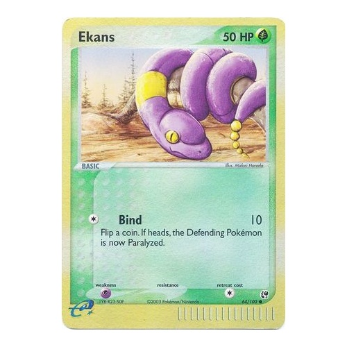 Ekans 64/100 EX Sandstorm Reverse Holo Common Pokemon Card NEAR MINT TCG