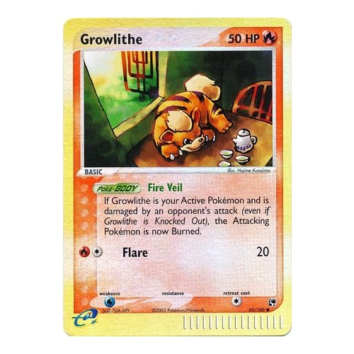 Growlithe 65/100 EX Sandstorm Reverse Holo Common Pokemon Card NEAR MINT TCG