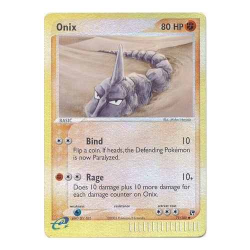 Onix 71/100 EX Sandstorm Reverse Holo Common Pokemon Card NEAR MINT TCG