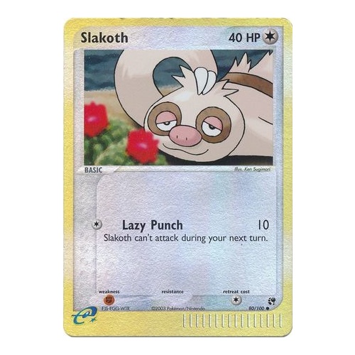 Slakoth 80/100 EX Sandstorm Reverse Holo Common Pokemon Card NEAR MINT TCG