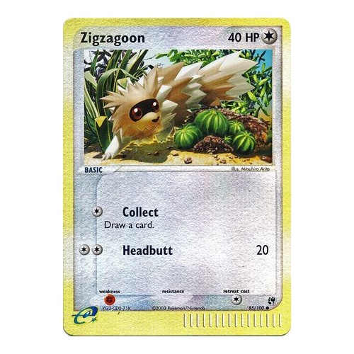 Zigzagoon 85/100 EX Sandstorm Reverse Holo Common Pokemon Card NEAR MINT TCG