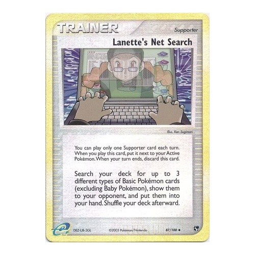 Lanette's Net Search 87/100 EX Sandstorm Reverse Holo Uncommon Trainer Pokemon Card NEAR MINT TCG