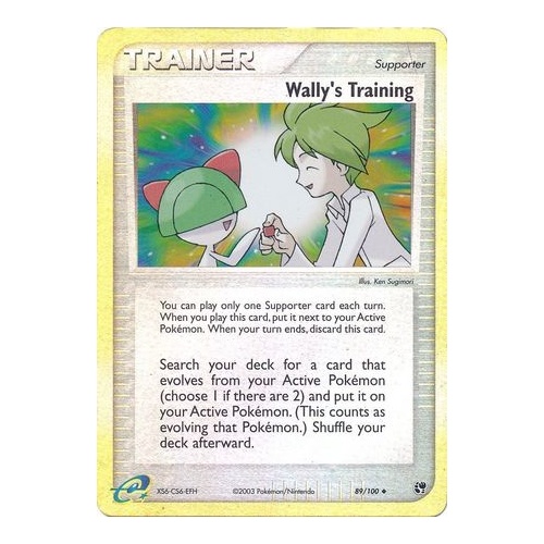 Wally's Training 89/100 EX Sandstorm Reverse Holo Uncommon Trainer Pokemon Card NEAR MINT TCG
