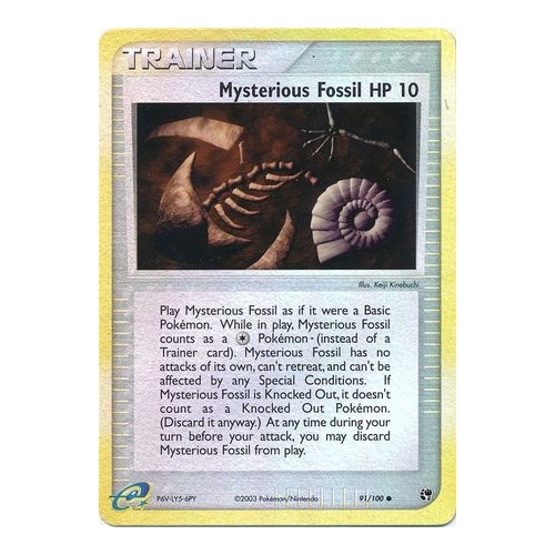 Mysterious Fossil 91/100 EX Sandstorm Reverse Holo Common Trainer Pokemon Card NEAR MINT TCG