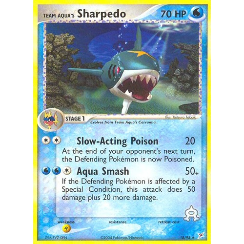 Team Aqua's Sharpedo 18/95 EX Team Magma vs Team Aqua Rare Pokemon Card NEAR MINT TCG