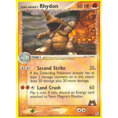 Team Magma's Rhydon 22/95 EX Team Magma vs Team Aqua Rare Pokemon Card NEAR MINT TCG