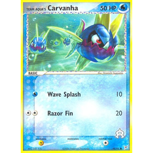Team Aqua's Carvanha 48/95 EX Team Magma vs Team Aqua Common Pokemon Card NEAR MINT TCG