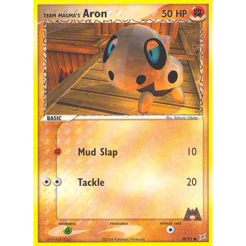 Team Magma's Aron 58/95 EX Team Magma vs Team Aqua Common Pokemon Card NEAR MINT TCG