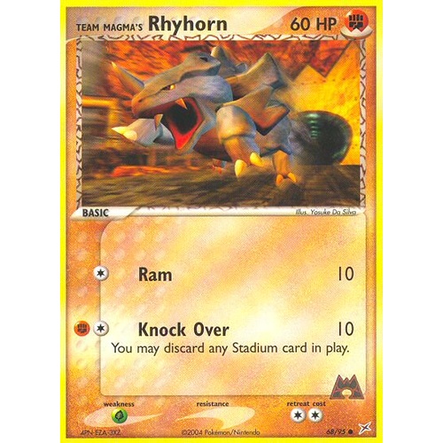 Team Magma's Rhyhorn 68/95 EX Team Magma vs Team Aqua Common Pokemon Card NEAR MINT TCG