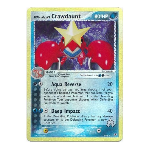 Team Aqua's Crawdaunt 2/95 EX Team Magma vs Team Aqua Reverse Holo Rare Pokemon Card NEAR MINT TCG
