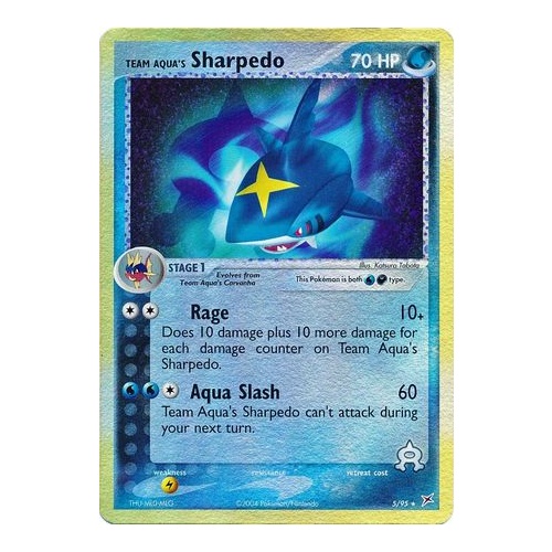 Team Aqua's Sharpedo 5/95 EX Team Magma vs Team Aqua Reverse Holo Rare Pokemon Card NEAR MINT TCG