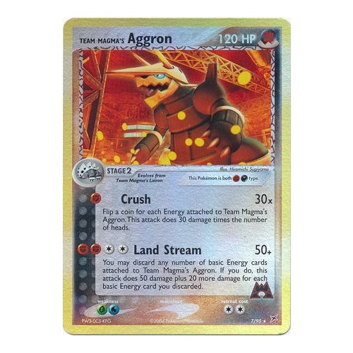 Team Magma's Aggron 7/95 EX Team Magma vs Team Aqua Reverse Holo Rare Pokemon Card NEAR MINT TCG