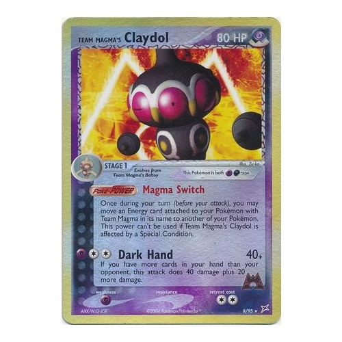 Team Magma's Claydol 8/95 EX Team Magma vs Team Aqua Reverse Holo Rare Pokemon Card NEAR MINT TCG