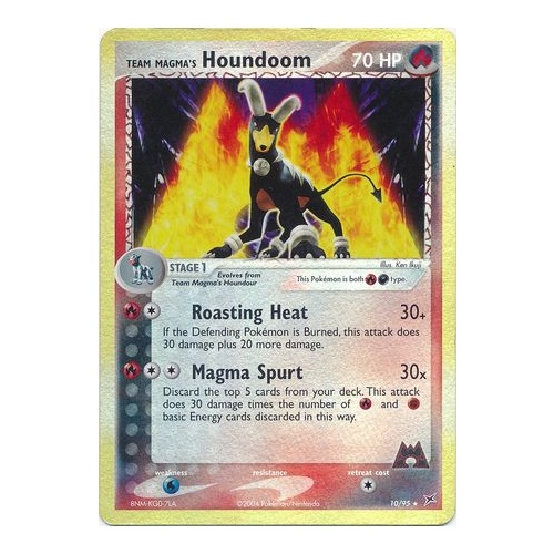 Team Magma's Houndoom 10/95 EX Team Magma vs Team Aqua Reverse Holo Rare Pokemon Card NEAR MINT TCG