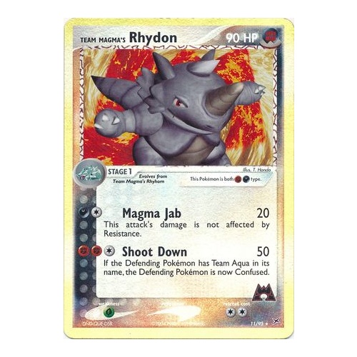 Team Magma's Rhydon 11/95 EX Team Magma vs Team Aqua Reverse Holo Rare Pokemon Card NEAR MINT TCG
