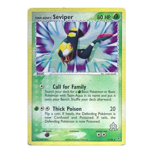 Team Aqua's Seviper 17/95 EX Team Magma vs Team Aqua Reverse Holo Rare Pokemon Card NEAR MINT TCG