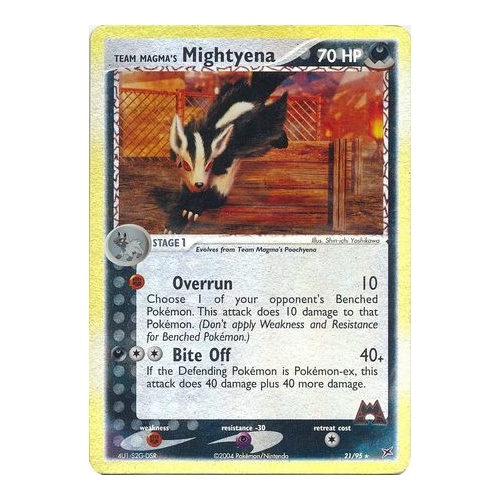 Team Magma's Mightyena 21/95 EX Team Magma vs Team Aqua Reverse Holo Rare Pokemon Card NEAR MINT TCG