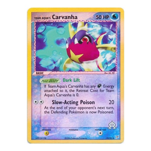 Team Aqua's Carvanha 25/95 EX Team Magma vs Team Aqua Reverse Holo Uncommon Pokemon Card NEAR MINT TCG