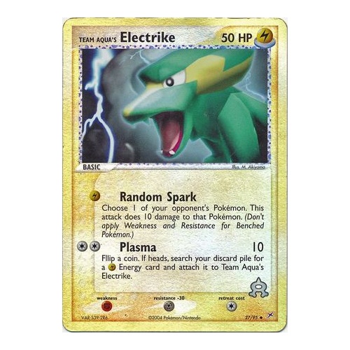 Team Aqua's Electrike 27/95 EX Team Magma vs Team Aqua Reverse Holo Uncommon Pokemon Card NEAR MINT TCG