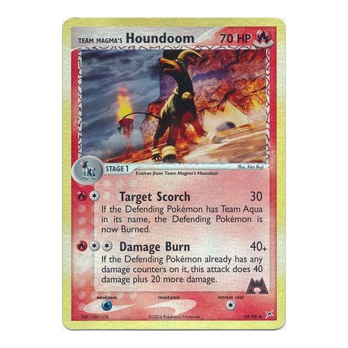 Team Magma's Houndoom 34/95 EX Team Magma vs Team Aqua Reverse Holo Uncommon Pokemon Card NEAR MINT TCG