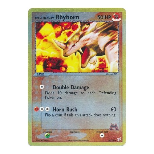 Team Magma's Rhydon 38/95 EX Team Magma vs Team Aqua Reverse Holo Uncommon Pokemon Card NEAR MINT TCG