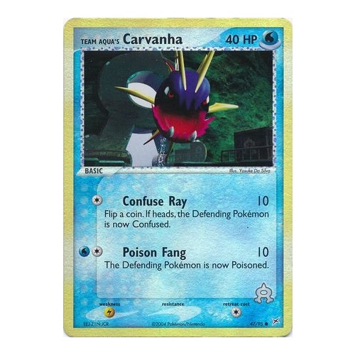 Team Aqua's Carvanha 47/95 EX Team Magma vs Team Aqua Reverse Holo Common Pokemon Card NEAR MINT TCG