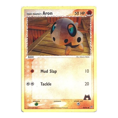 Team Magma's Aron 58/95 EX Team Magma vs Team Aqua Reverse Holo Common Pokemon Card NEAR MINT TCG