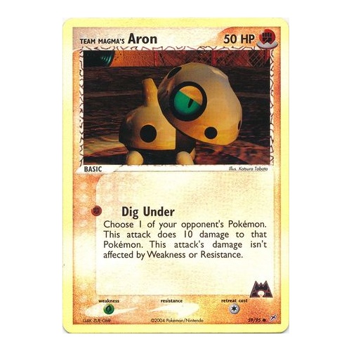 Team Magma's Aron 59/95 EX Team Magma vs Team Aqua Reverse Holo Common Pokemon Card NEAR MINT TCG