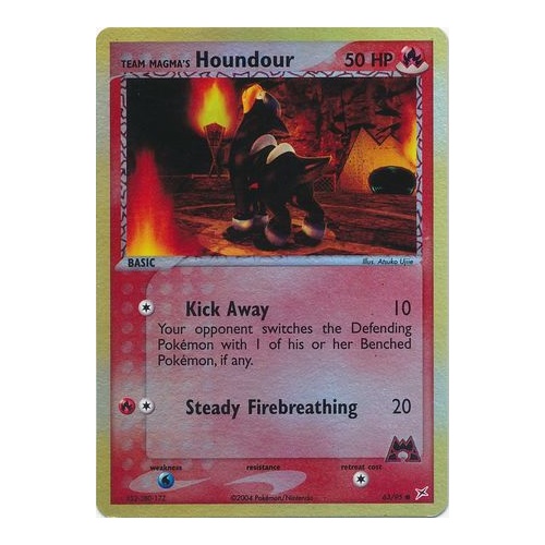 Team Magma's Houndour 63/95 EX Team Magma vs Team Aqua Reverse Holo Common Pokemon Card NEAR MINT TCG
