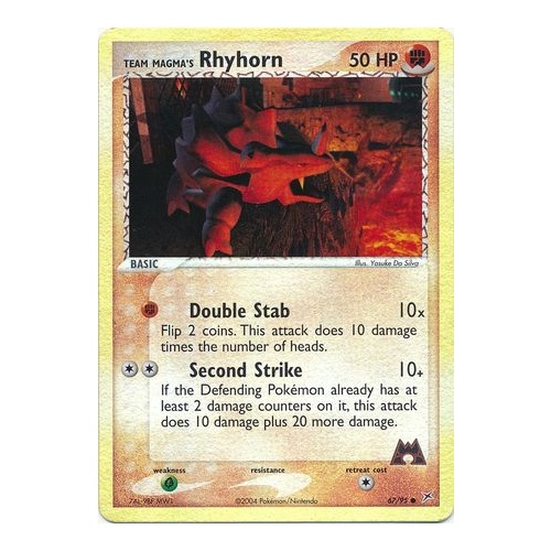 Team Magma's Rhyhorn 67/95 EX Team Magma vs Team Aqua Reverse Holo Common Pokemon Card NEAR MINT TCG