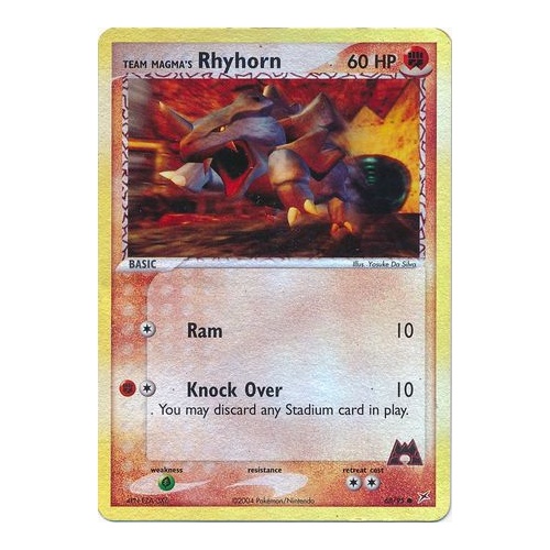 Team Magma's Rhyhorn 68/95 EX Team Magma vs Team Aqua Reverse Holo Common Pokemon Card NEAR MINT TCG