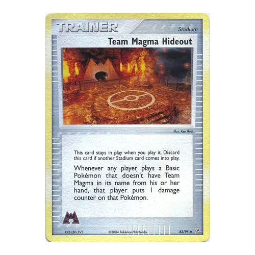 Team Magma Hideout 83/95 EX Team Magma vs Team Aqua Reverse Holo Uncommon Trainer Pokemon Card NEAR MINT TCG