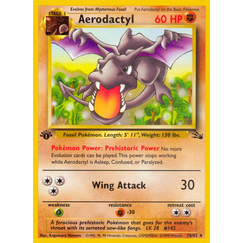 Aerodactyl 16/62 Fossil Set 1st Edition Rare Pokemon Card NEAR MINT TCG