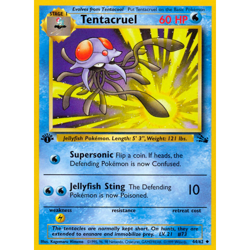 Tentacruel 44/62 Fossil Set 1st Edition Uncommon Pokemon Card NEAR MINT TCG