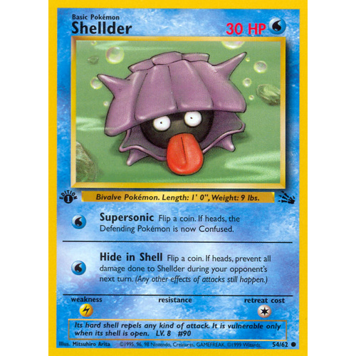 Shellder 54/62 Fossil Set 1st Edition Common Pokemon Card NEAR MINT TCG