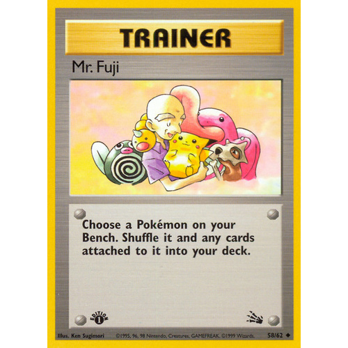 Mr. Fuji 58/62 Fossil Set 1st Edition Uncommon Trainer Pokemon Card NEAR MINT TCG