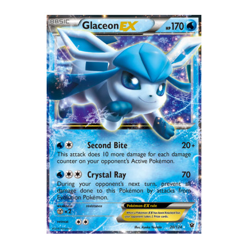Glaceon EX 20/124 XY Fates Collide Holo Ultra Rare Pokemon Card NEAR MINT TCG