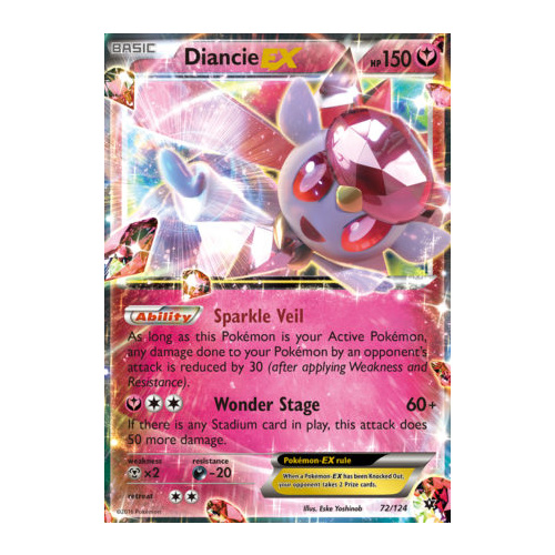 Diancie EX 72/124 XY Fates Collide Holo Ultra Rare Pokemon Card NEAR MINT TCG