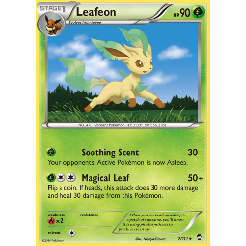 Leafeon 7/111 XY Furious Fists Rare Pokemon Card NEAR MINT TCG