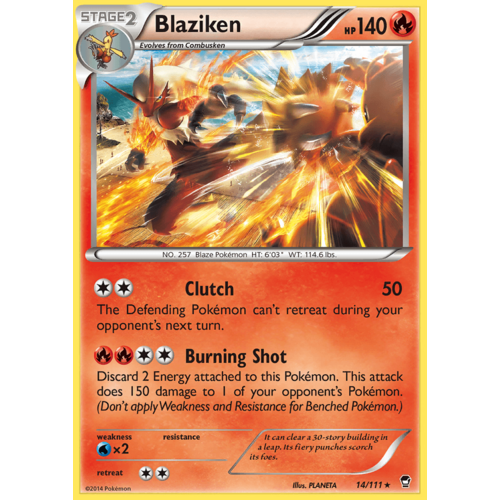 Blaziken 14/111 XY Furious Fists Holo Rare Pokemon Card NEAR MINT TCG