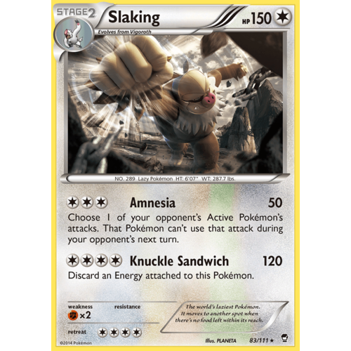 Slaking 83/111 XY Furious Fists Holo Rare Pokemon Card NEAR MINT TCG
