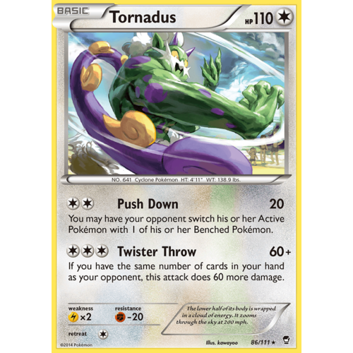Tornadus 86/111 XY Furious Fists Rare Pokemon Card NEAR MINT TCG