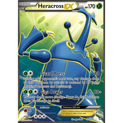 Heracross EX 105/111 XY Furious Fists Holo Ultra Rare Full Art Pokemon Card NEAR MINT TCG